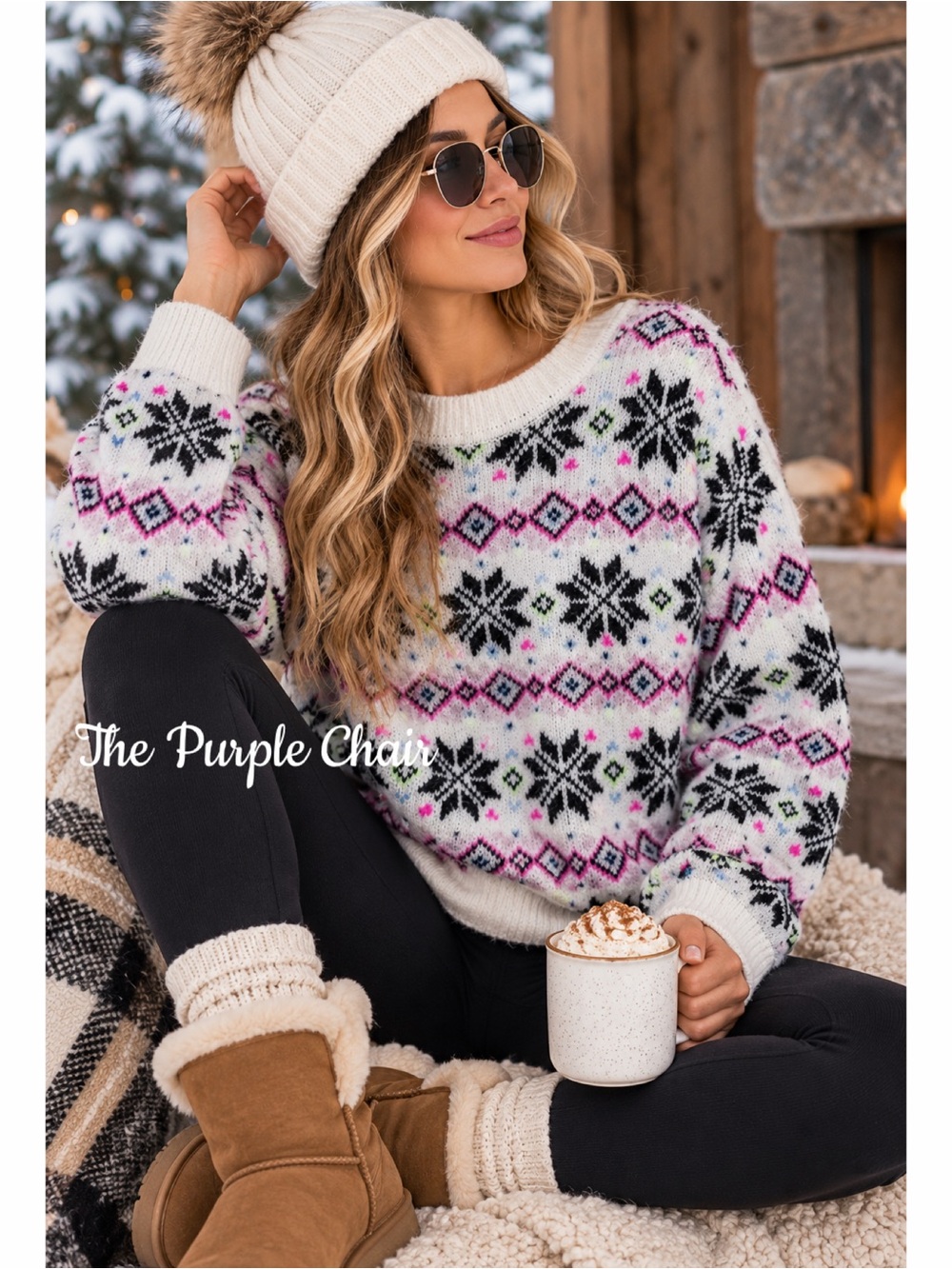 PINK VICTORIAS SECRET Chunky Knit Long Sleeve V-Back Reversible Sweater L